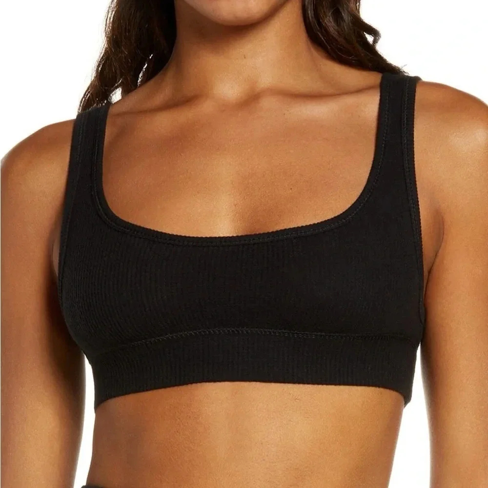 Skims waffle Knit scoop bra in Onyx size M GUC